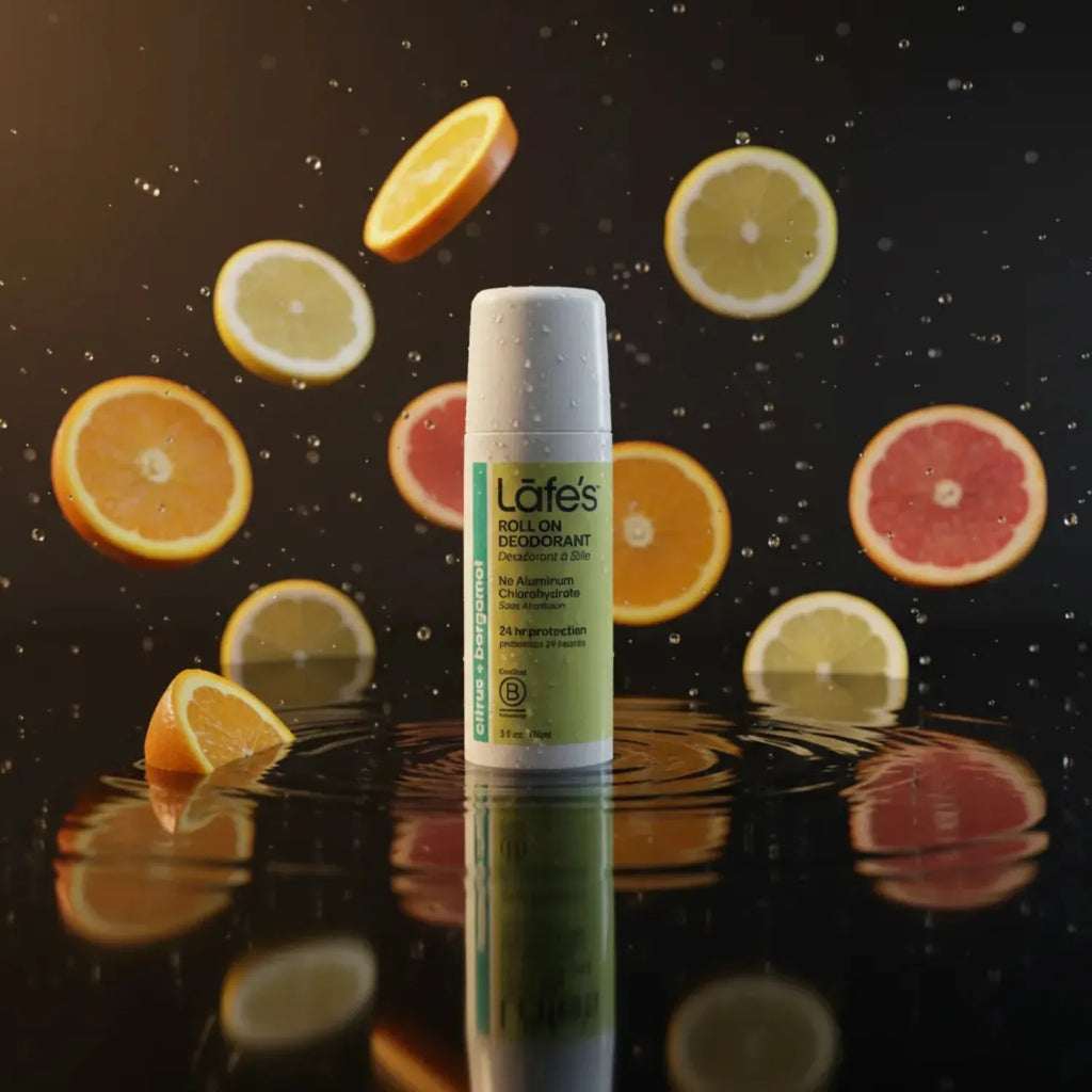 LAFE'S Desodorante Natural Roll-On Cítricos + Bergamota 3 oz | Protección contra el mal olor | Sin aluminio clorhidrato | Ingredientes naturales y orgánicos | Desodorante natural