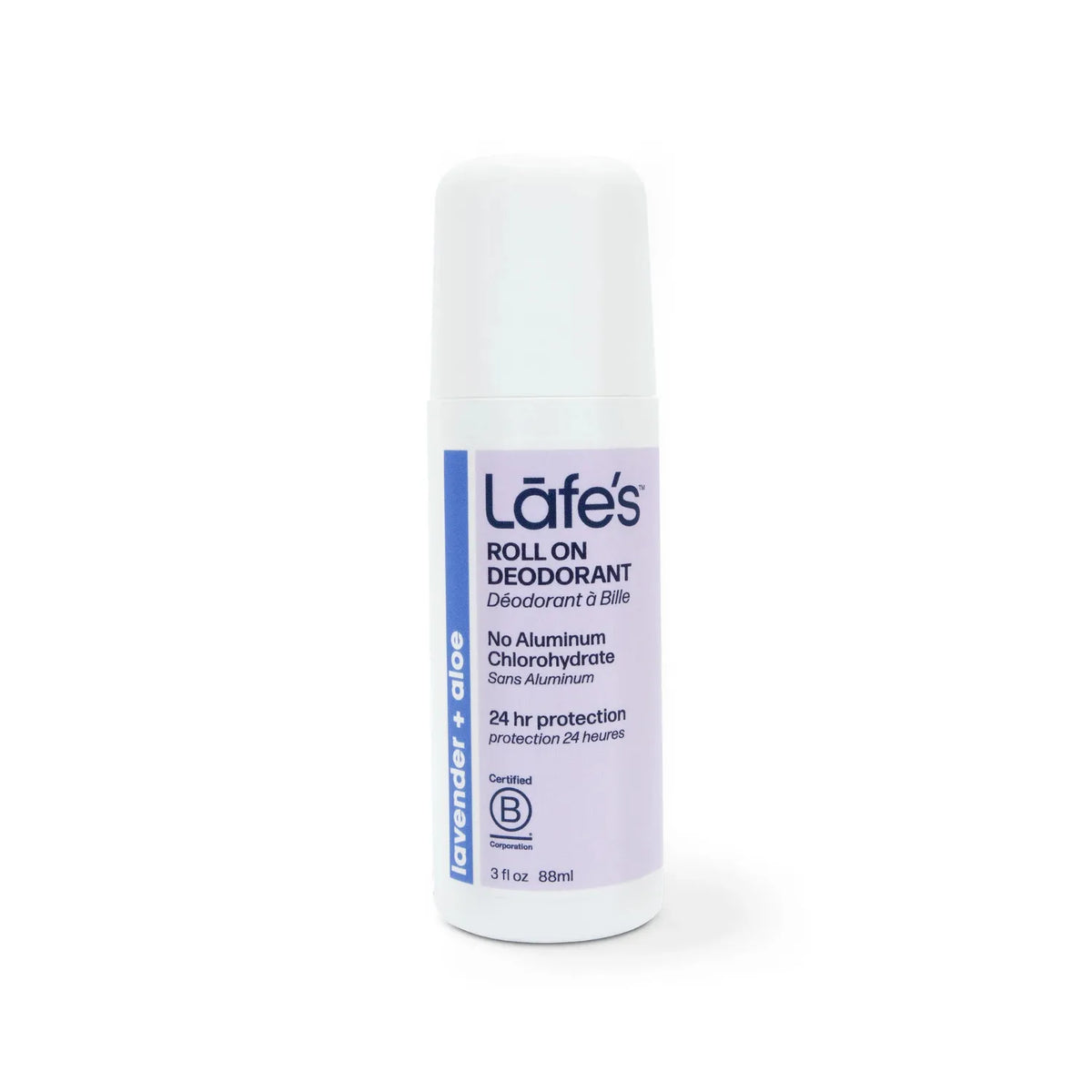 LAFE'S Desodorante Natural Roll-On Lavanda + Aloe 3 oz | Protección contra el mal olor | Sin aluminio clorhidrato | Ingredientes naturales y orgánicos | Desodorante natural