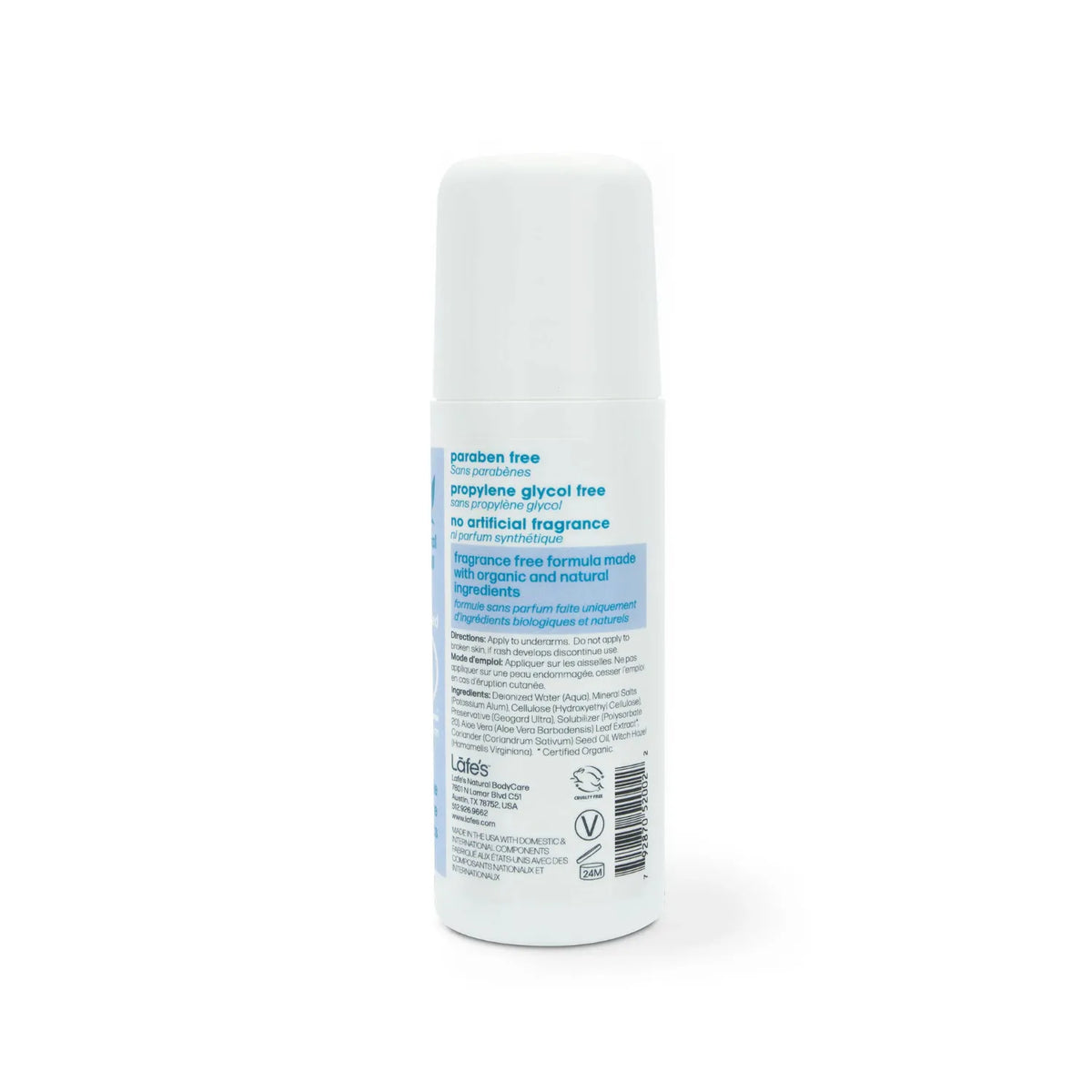 LAFE'S Desodorante Natural Roll-On Sin Fragancia 3 oz | Protección contra el mal olor | Sin aluminio clorhidrato | Ingredientes naturales y orgánicos | Desodorante natural