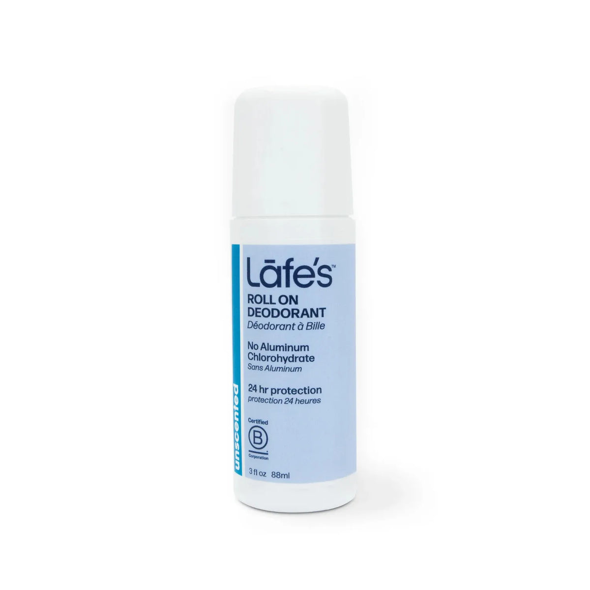 LAFE'S Desodorante Natural Roll-On Sin Fragancia 3 oz | Protección contra el mal olor | Sin aluminio clorhidrato | Ingredientes naturales y orgánicos | Desodorante natural