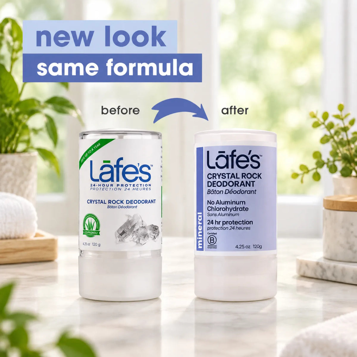 LAFE'S Desodorante Mineral Crystal Rock 120gr / 4.25oz | Protección natural contra el mal olor | Sin aluminio, fragancias ni químicos agresivos | Mineral natural de larga duración | Desodorante natural