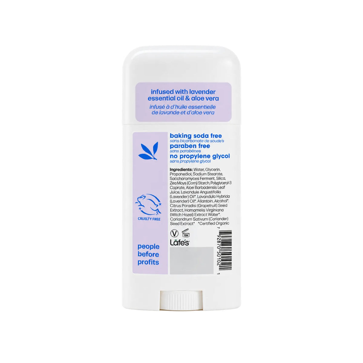 LAFE'S Desodorante Natural en Barra Lavanda + Aloe 2.25 oz | Protección contra el mal olor | Sin aluminio clorhidrato | Ingredientes naturales y orgánicos | Desodorante natural