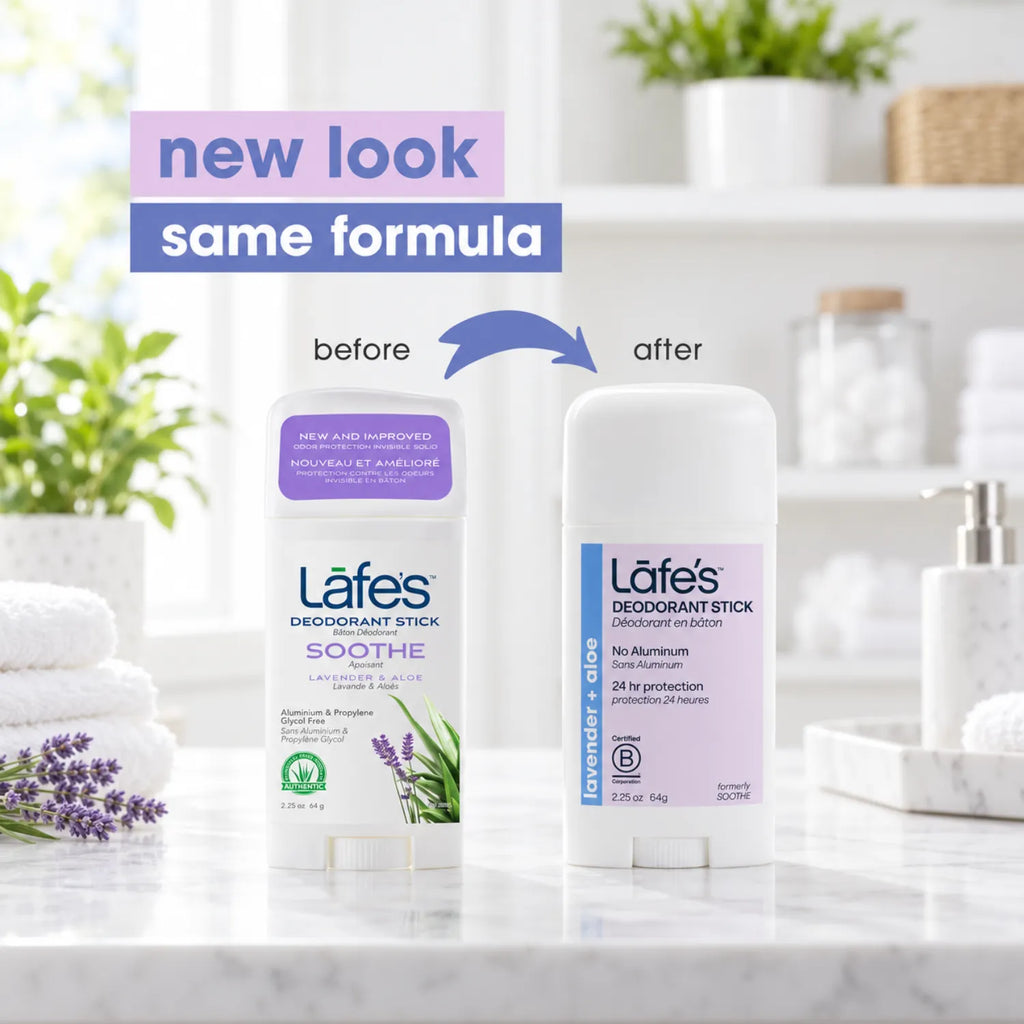 LAFE'S Desodorante Natural en Barra Lavanda + Aloe 2.25 oz | Protección contra el mal olor | Sin aluminio clorhidrato | Ingredientes naturales y orgánicos | Desodorante natural
