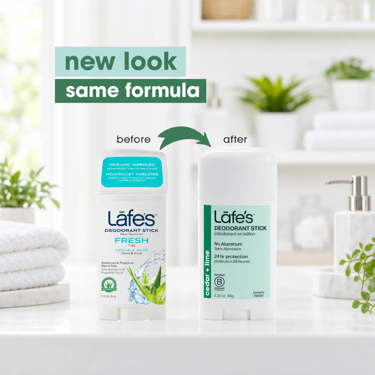 LAFE'S Desodorante Natural en Barra Cedro + Lima 2.25 oz | Protección contra el mal olor | Sin aluminio clorhidrato | Ingredientes naturales y orgánicos | Desodorante natural