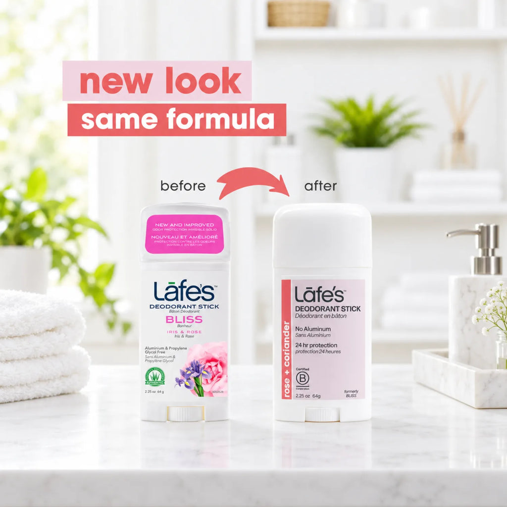 LAFE'S Desodorante Natural en Barra Rosa + Cilantro 2.25 oz | Protección contra el mal olor hasta 24 horas | Sin bicarbonato de sodio ni aluminio | Ingredientes naturales y orgánicos | Desodorante natural