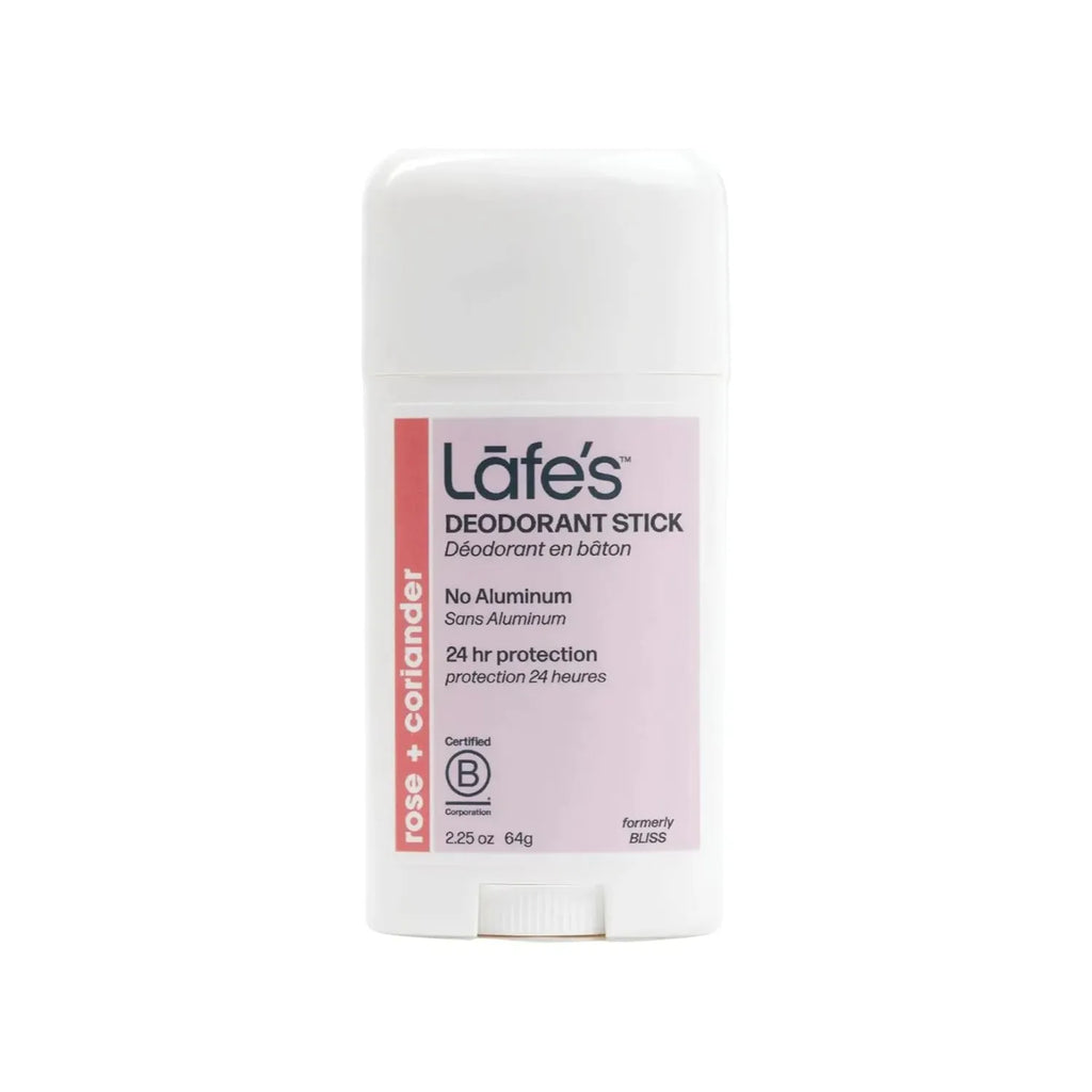 LAFE'S Desodorante Natural en Barra Rosa + Cilantro 2.25 oz | Protección contra el mal olor hasta 24 horas | Sin bicarbonato de sodio ni aluminio | Ingredientes naturales y orgánicos | Desodorante natural