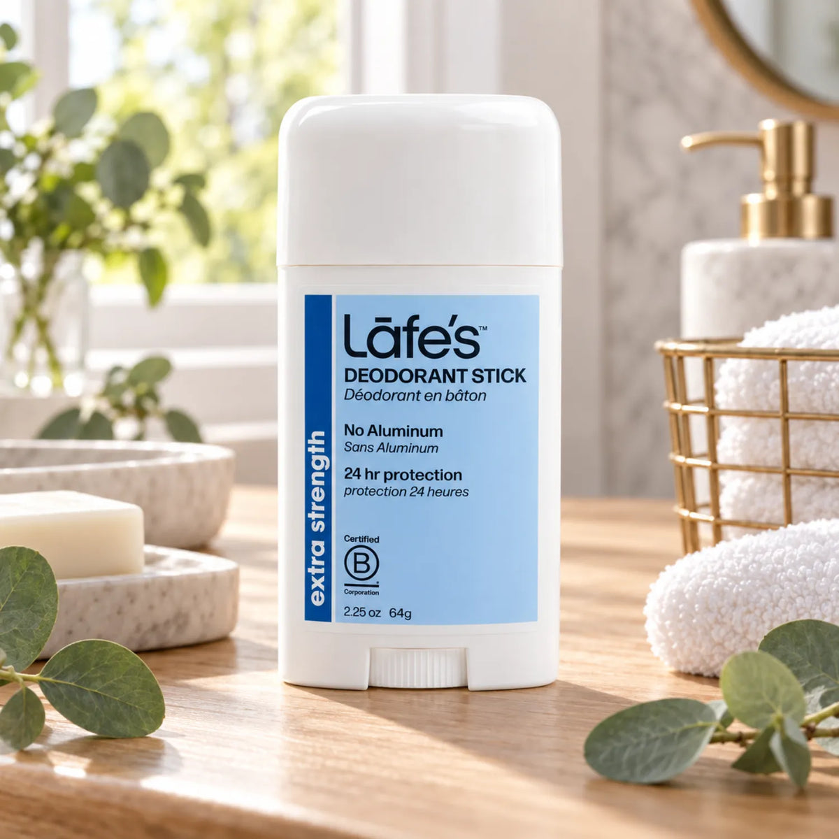 LAFE'S Desodorante Natural en Barra Extra Fuerte 2.25 oz | Protección contra el mal olor hasta 24 horas | Sin aluminio ni bicarbonato de sodio | Ingredientes naturales y orgánicos | Desodorante natural
