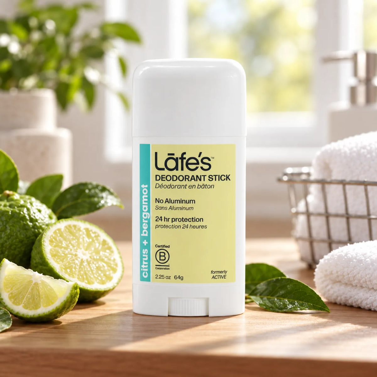 LAFE'S Desodorante Natural en Barra Citrus + Bergamota 2.25 oz | Protección contra el mal olor | Sin aluminio clorhidrato | Ingredientes naturales y orgánicos | Desodorante natural