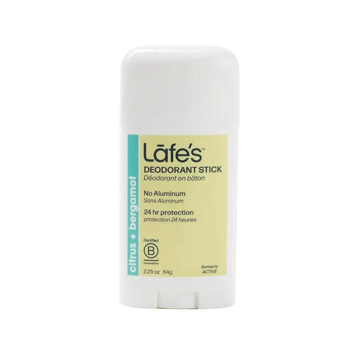LAFE'S Desodorante Natural en Barra Citrus + Bergamota 2.25 oz | Protección contra el mal olor | Sin aluminio clorhidrato | Ingredientes naturales y orgánicos | Desodorante natural