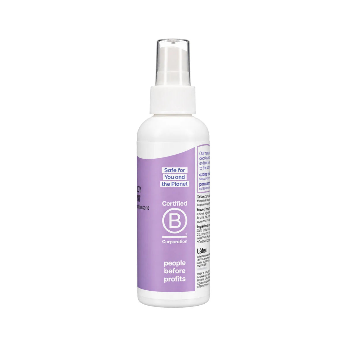 LAFE'S Desodorante Corporal Natural Lavanda + Aloe 4 oz / 118 ml | Protección natural contra el mal olor | Con minerales y aloe vera orgánico | Sin aluminio ni químicos agresivos | Desodorante corporal natural