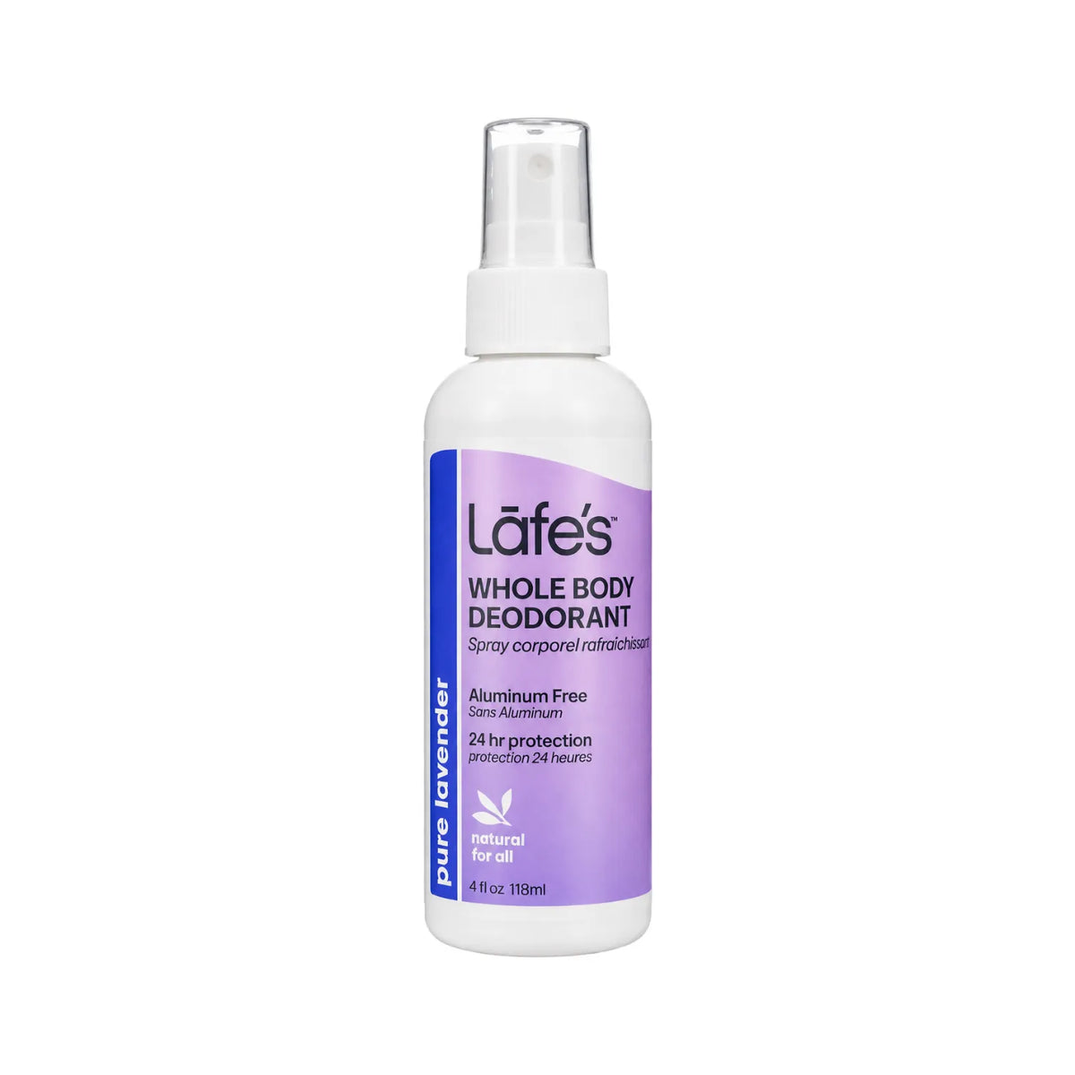 LAFE'S Desodorante Corporal Natural Lavanda + Aloe 4 oz / 118 ml | Protección natural contra el mal olor | Con minerales y aloe vera orgánico | Sin aluminio ni químicos agresivos | Desodorante corporal natural