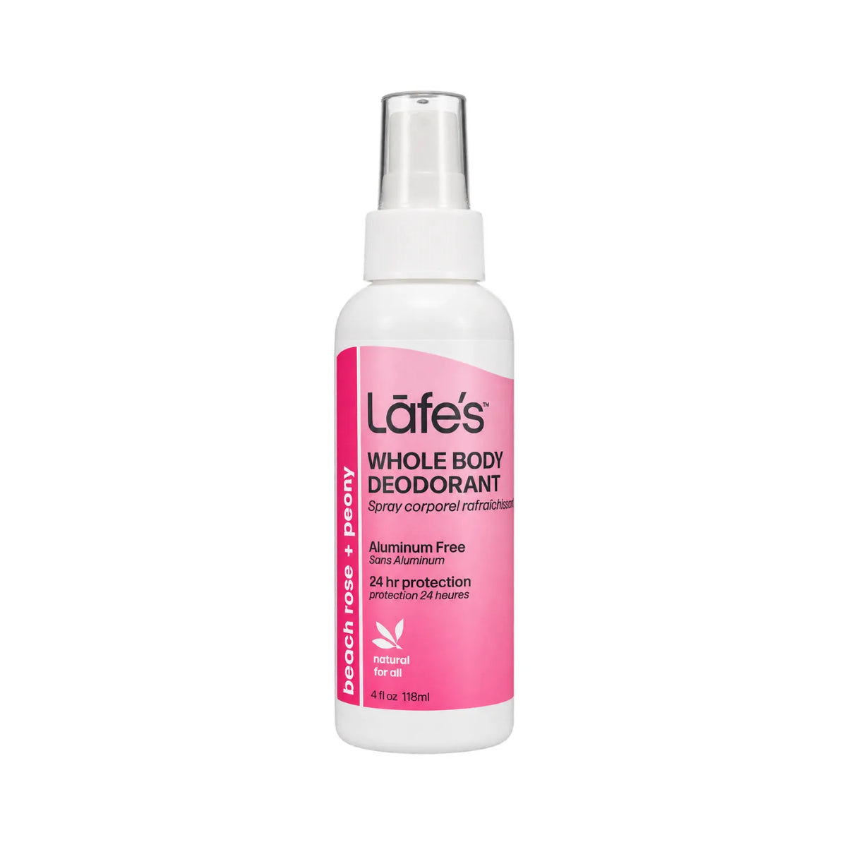 LAFE'S Desodorante Corporal Natural Rosa de Playa + Peonia 4 oz / 118 ml | Protección natural contra el mal olor | Con minerales y extractos botánicos | Sin aluminio ni químicos agresivos | Desodorante corporal natural