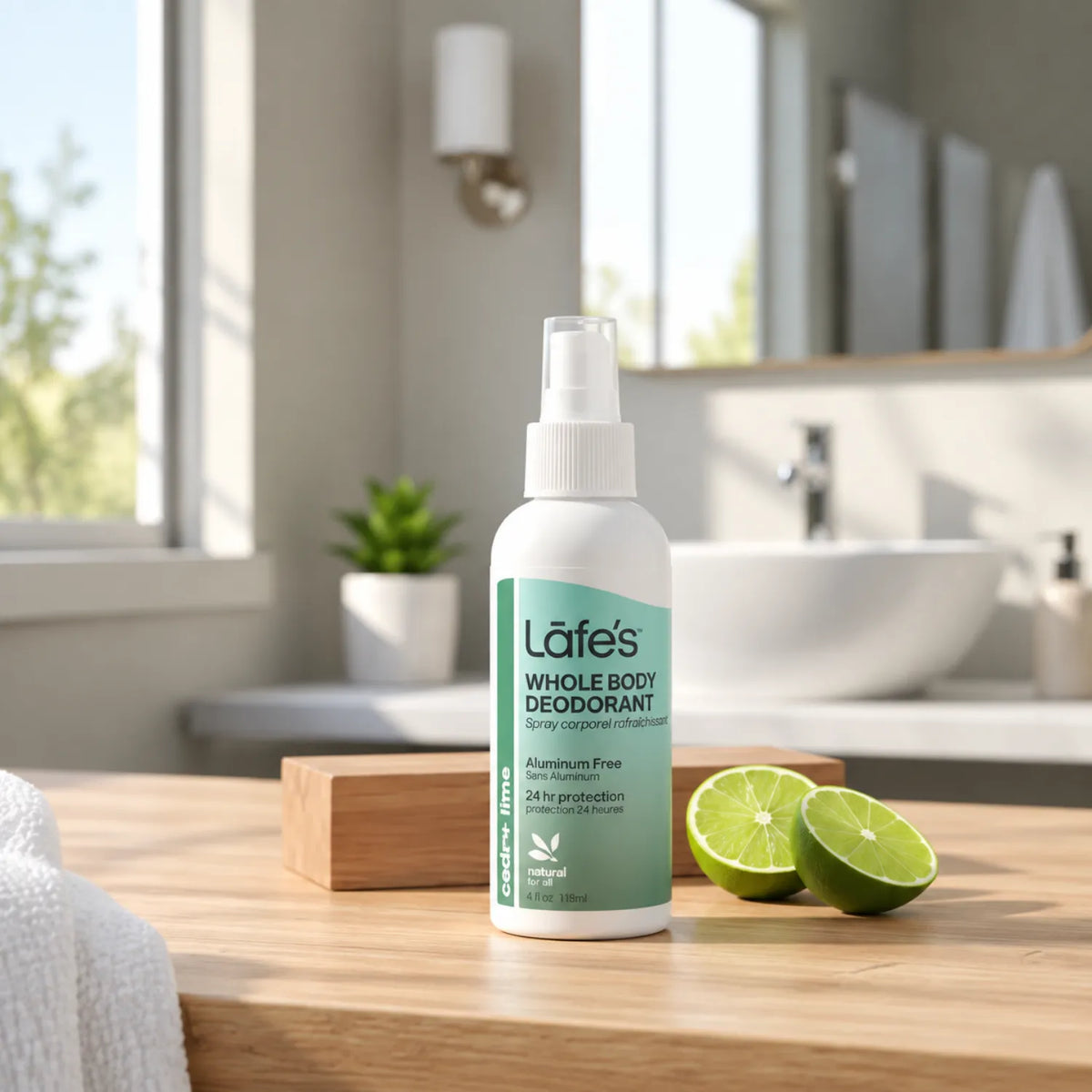 LAFE'S Desodorante Corporal Natural Cedro + Lima 4 oz / 118 ml | Protección natural contra el mal olor | Con minerales y aceites esenciales | Sin aluminio ni químicos agresivos | Desodorante corporal natural