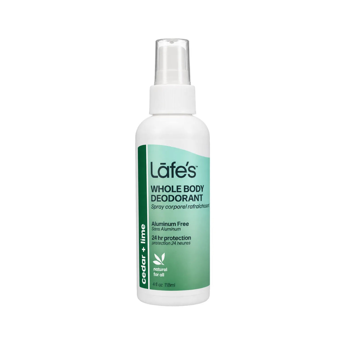 LAFE'S Desodorante Corporal Natural Cedro + Lima 4 oz / 118 ml | Protección natural contra el mal olor | Con minerales y aceites esenciales | Sin aluminio ni químicos agresivos | Desodorante corporal natural