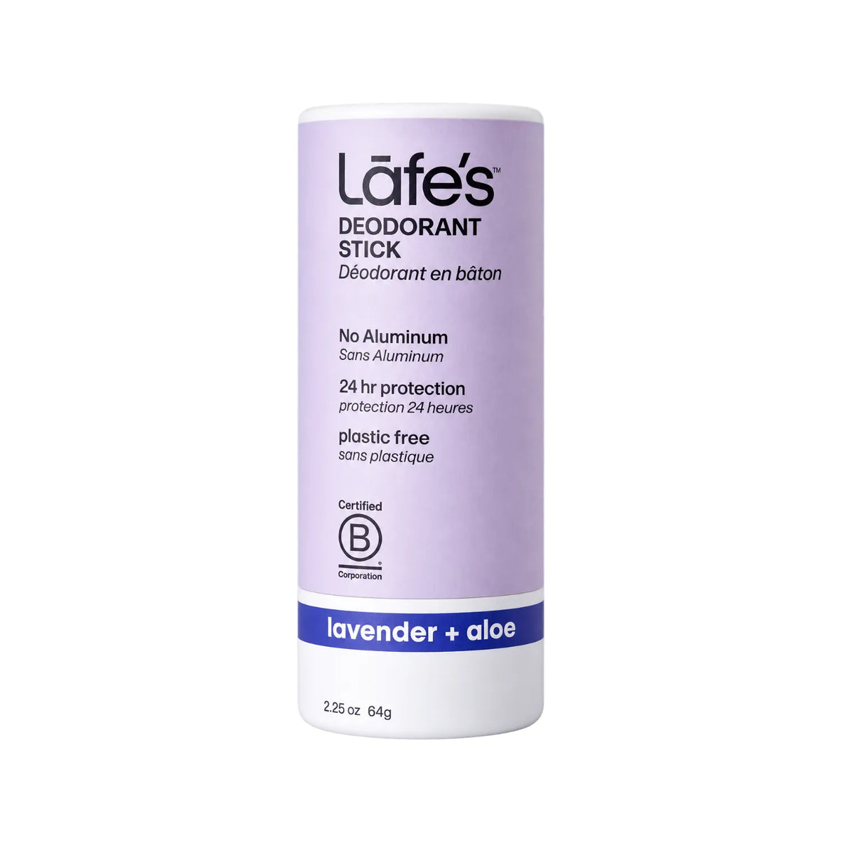 LAFE'S Desodorante Natural en Barra de Papel Lavanda + Aloe 2.25 oz | Protección contra el mal olor por 24 horas | Sin aluminio ni bicarbonato de sodio | Ingredientes naturales y orgánicos | Desodorante vegano