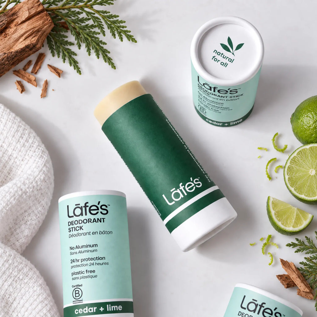 LAFE'S Desodorante Natural en Barra de Papel Cedro + Lima 2.25 oz | Protección contra el mal olor por 24 horas | Sin aluminio ni bicarbonato de sodio | Ingredientes naturales y orgánicos | Desodorante vegano