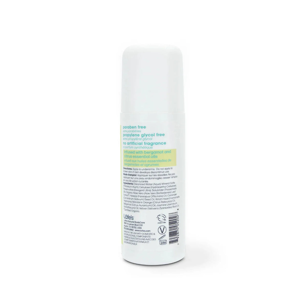 LAFE'S Desodorante Natural Roll-On Cedro + Lima y Aloe 3 oz | Protección contra el mal olor | Sin aluminio clorhidrato | Ingredientes naturales y orgánicos | Desodorante natural