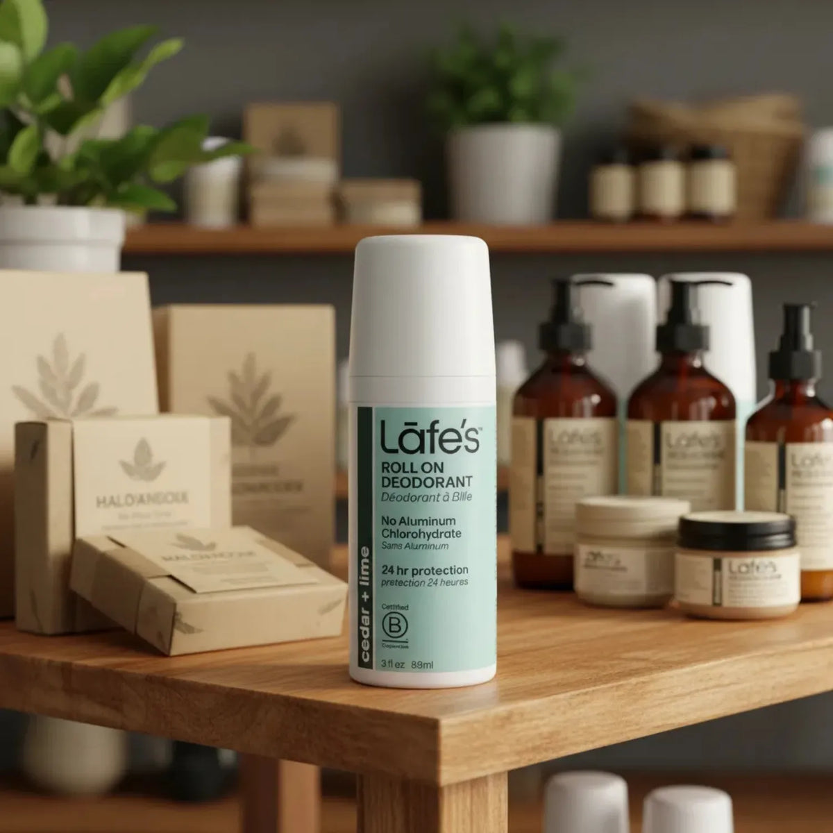 LAFE'S Desodorante Natural Roll-On Cedro + Lima y Aloe 3 oz | Protección contra el mal olor | Sin aluminio clorhidrato | Ingredientes naturales y orgánicos | Desodorante natural
