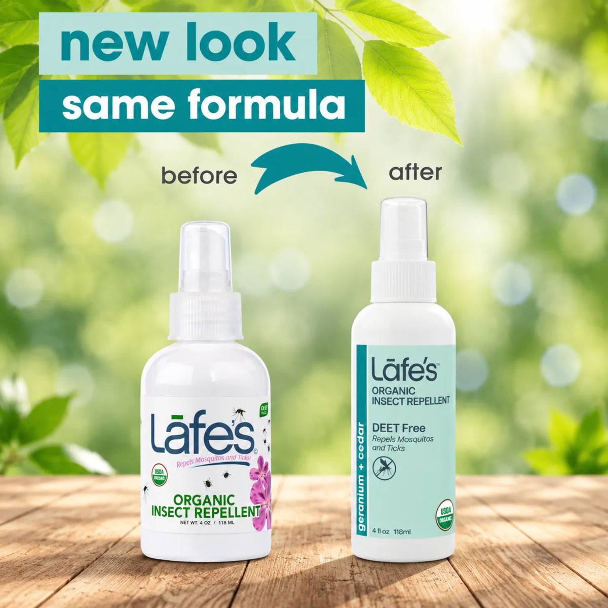LAFE'S Repelente Natural de Insectos Orgánico Geranio + Cedro 4 oz / 116 ml | Protección natural contra mosquitos y garrapatas | 97% de ingredientes orgánicos certificados | Sin DEET ni químicos sintéticos | Repelente natural de insectos