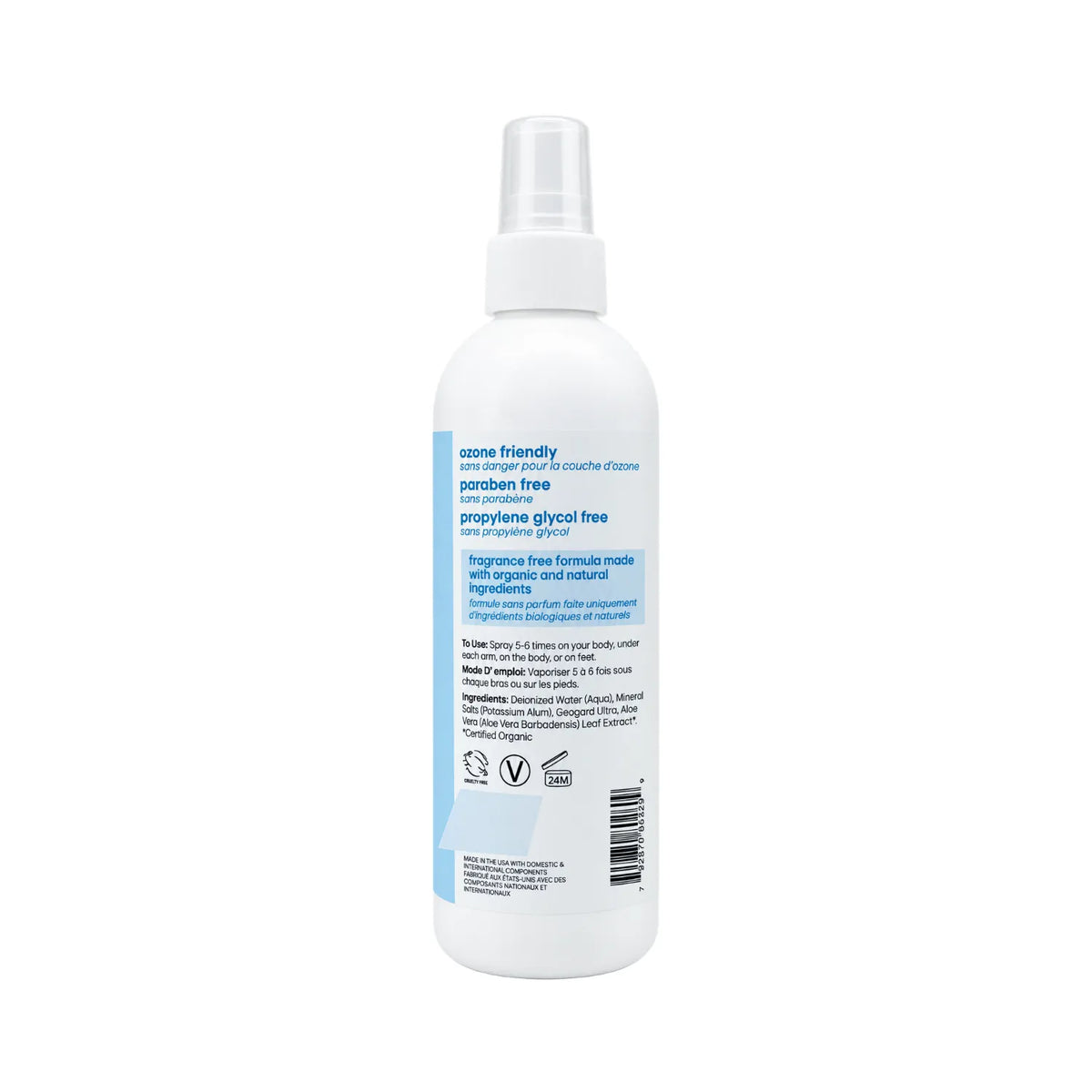 LAFE'S Desodorante Natural en Spray Sin Fragancia 8 fl oz / 236 ml | Protección contra el mal olor por 24 horas | Con aloe vera orgánico | Sin aluminio ni alcohol | Desodorante natural