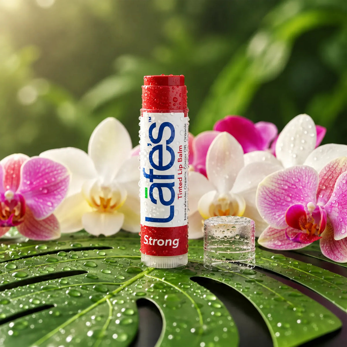 LAFE'S Bálsamo Labial Orgánico con Color Strong | Hidratación y color intenso para labios | Con mantecas y aceites vegetales | Sin parabenos ni ingredientes artificiales | Bálsamo labial natural con color