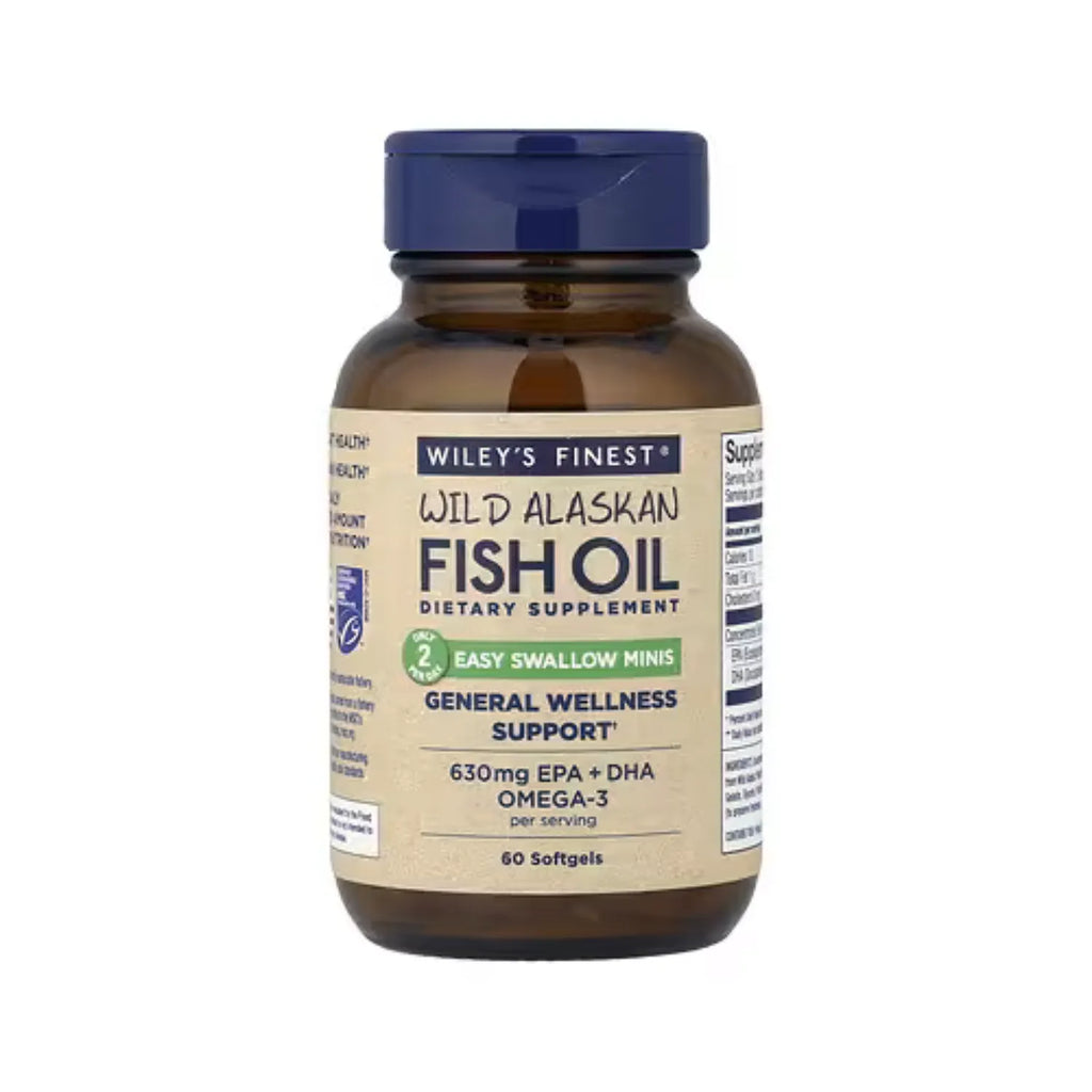 Wiley's Finest, Aceite de pescado salvaje de Alaska, Minis de fácil ingestión, 60 cápsulas blandas
