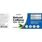 Nutricost Cafeína Natural 200 mg 250 Cápsulas