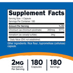 Nutricost Vanadio + Cromo 2 mg 180 Cápsulas Vegetales