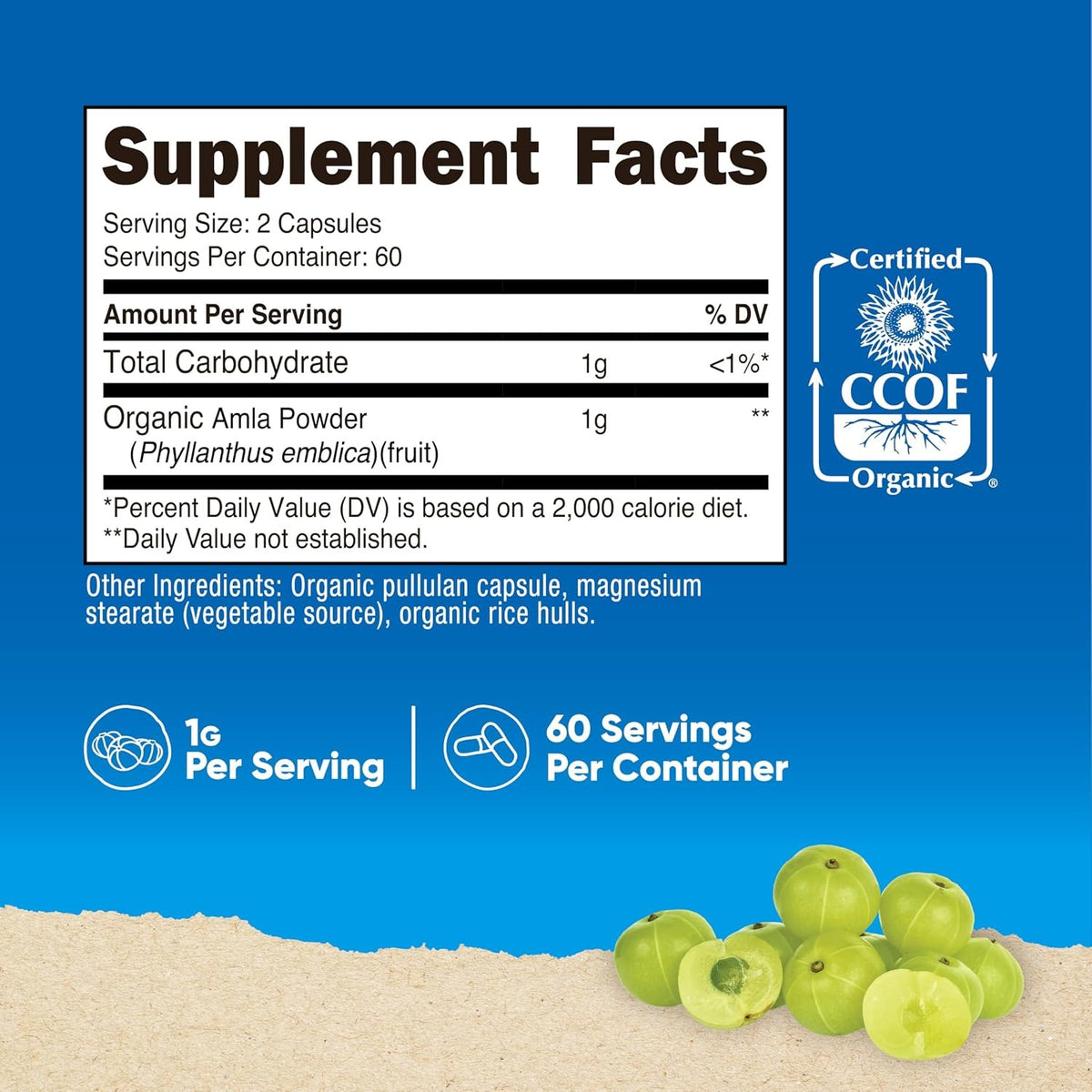 Nutricost Amla Orgánico 1000 mg 120 Cápsulas Vegetales