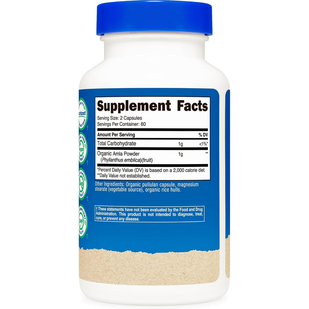 Nutricost Amla Orgánico 1000 mg 120 Cápsulas Vegetales