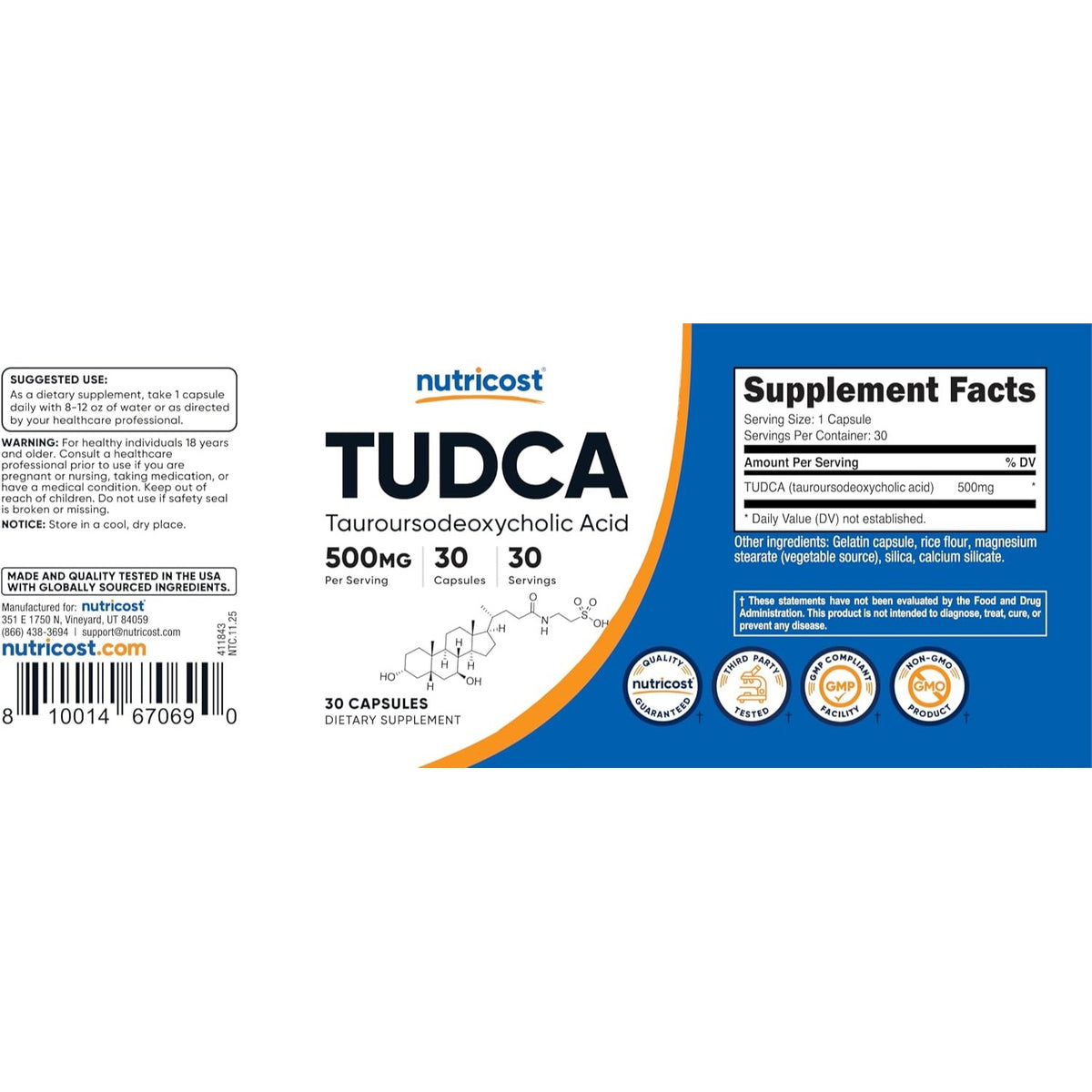 Nutricost TUDCA 500 mg 30 Cápsulas