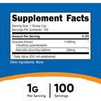 Nutricost Extracto de Guaraná en Polvo 1000 mg 100 g 100 Porciones