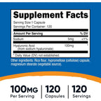 Nutricost Ácido Hialurónico 100 mg 120 Cápsulas Vegetales