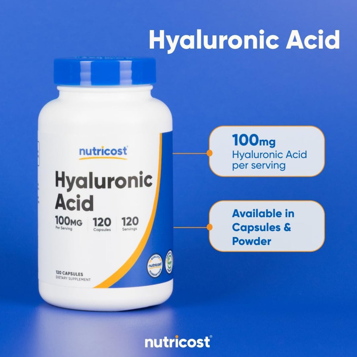 Nutricost Ácido Hialurónico 100 mg 120 Cápsulas Vegetales