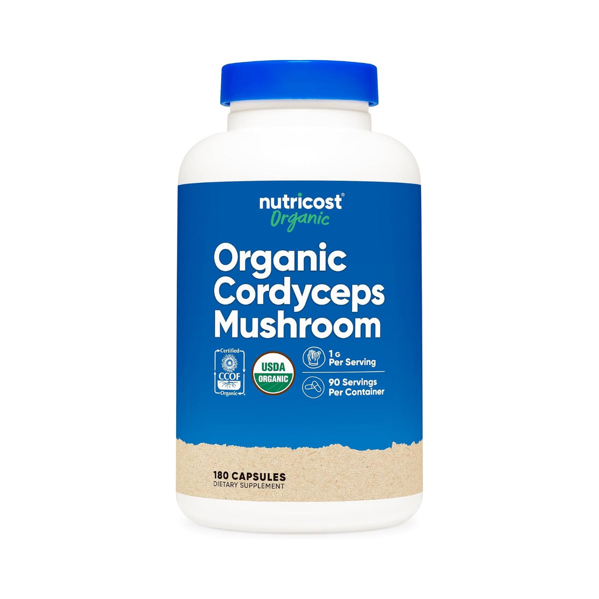 Nutricost Cordyceps Orgánico 1100 mg 180 Cápsulas Vegetales