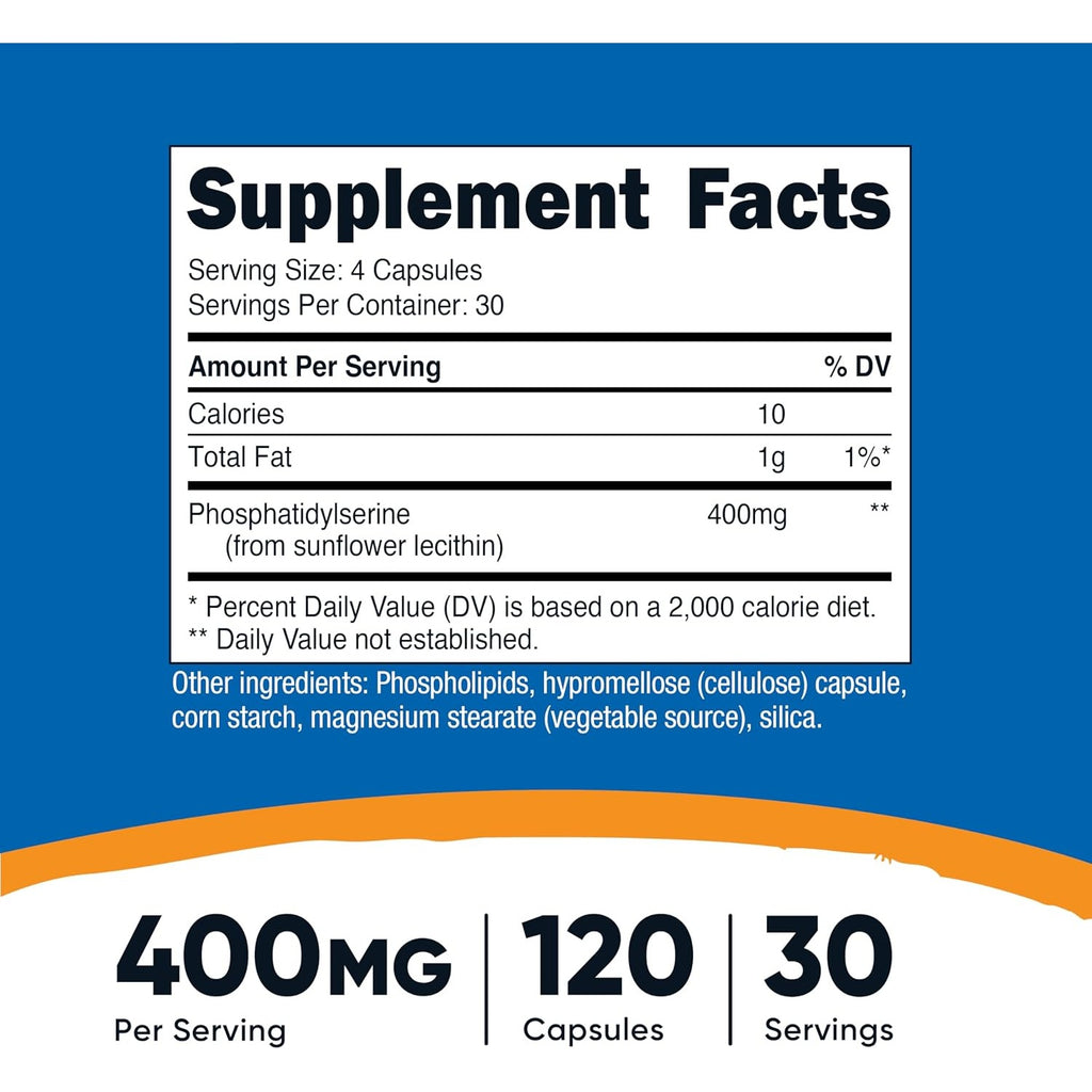 Nutricost Fosfatidilserina 400 mg 120 Cápsulas Vegetales