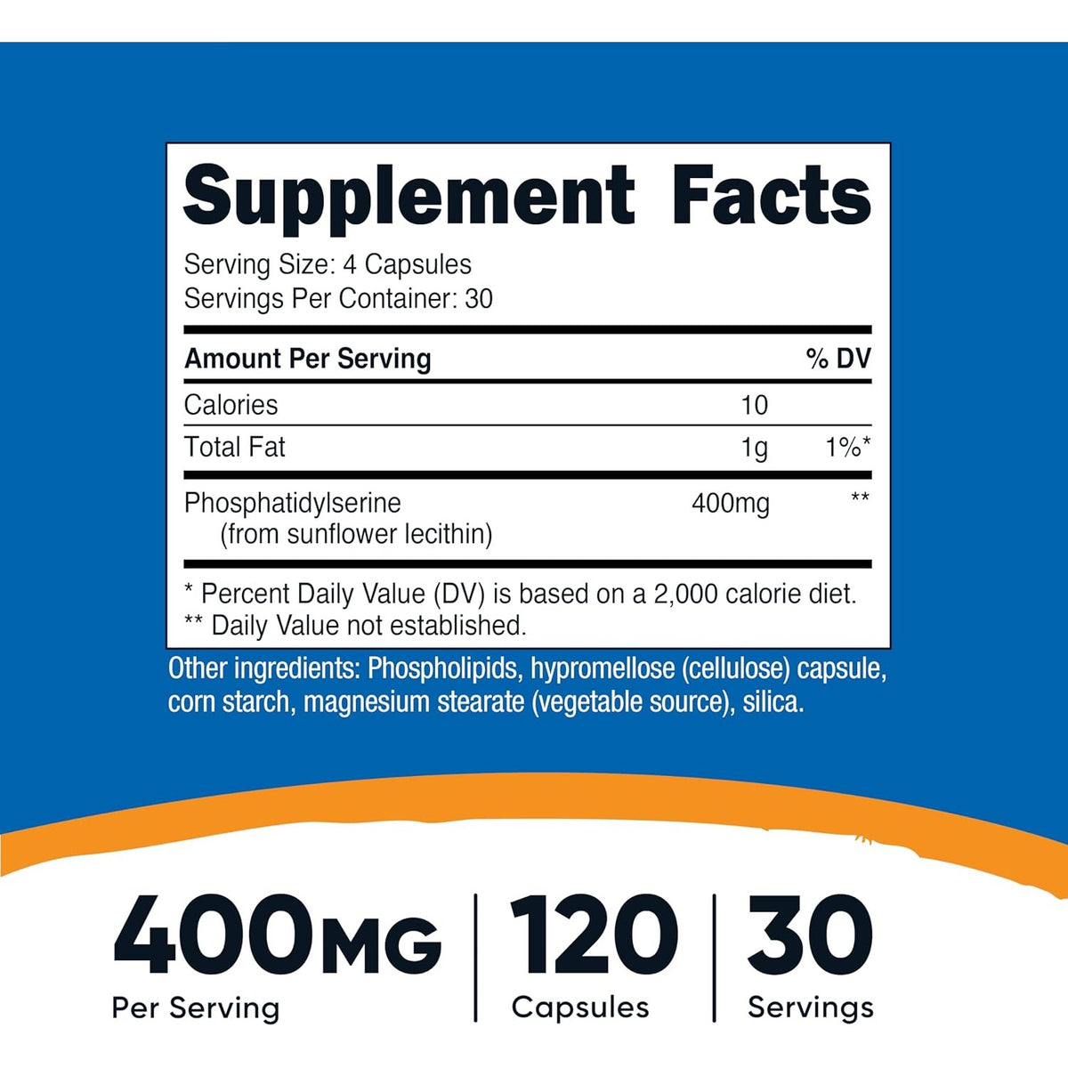 Nutricost Fosfatidilserina 400 mg 120 Cápsulas Vegetales