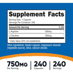 Nutricost L-arginina + L-citrulina 240 Cápsulas