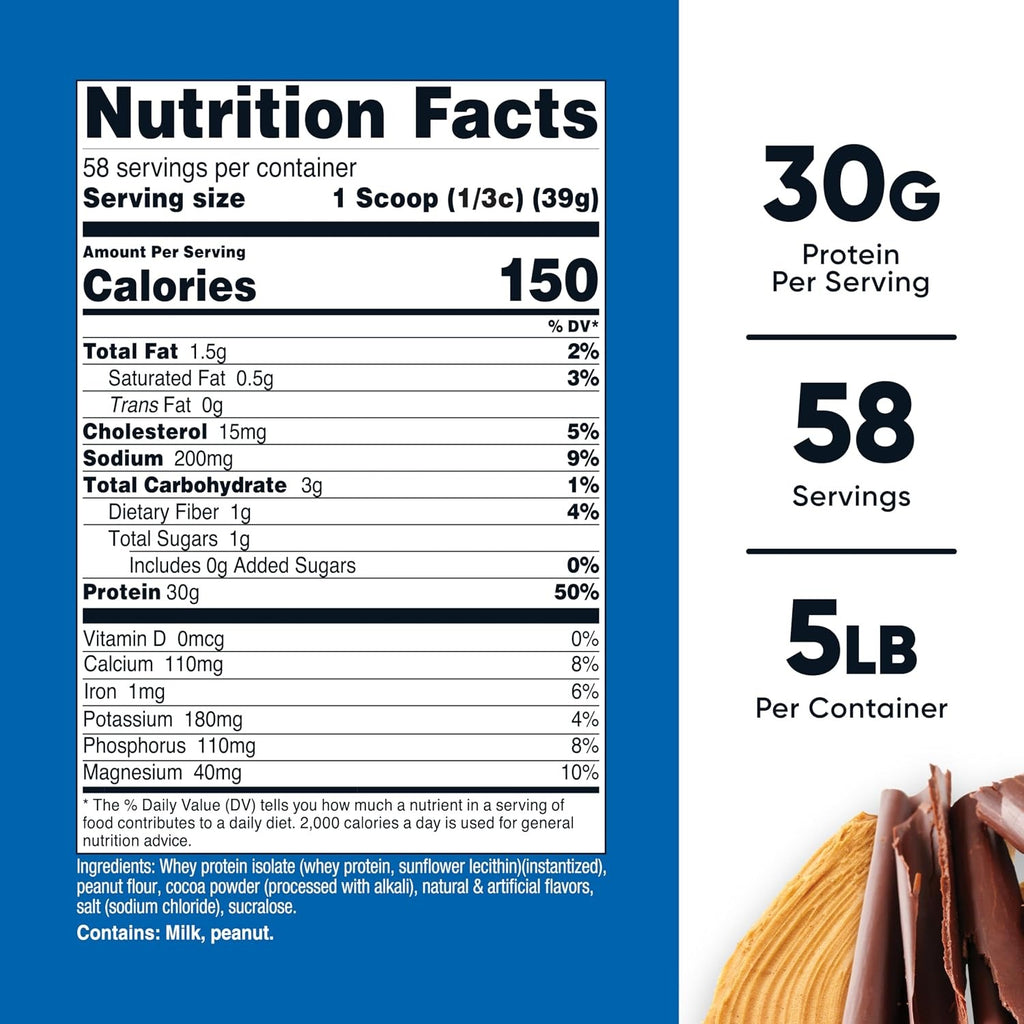 Nutricost Proteína Whey Aislada 2.27 kg (5 lb) Chocolate con Mantequilla de Maní