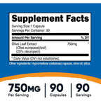 Nutricost Extracto de Hoja de Olivo 750 mg 90 Cápsulas Vegetales
