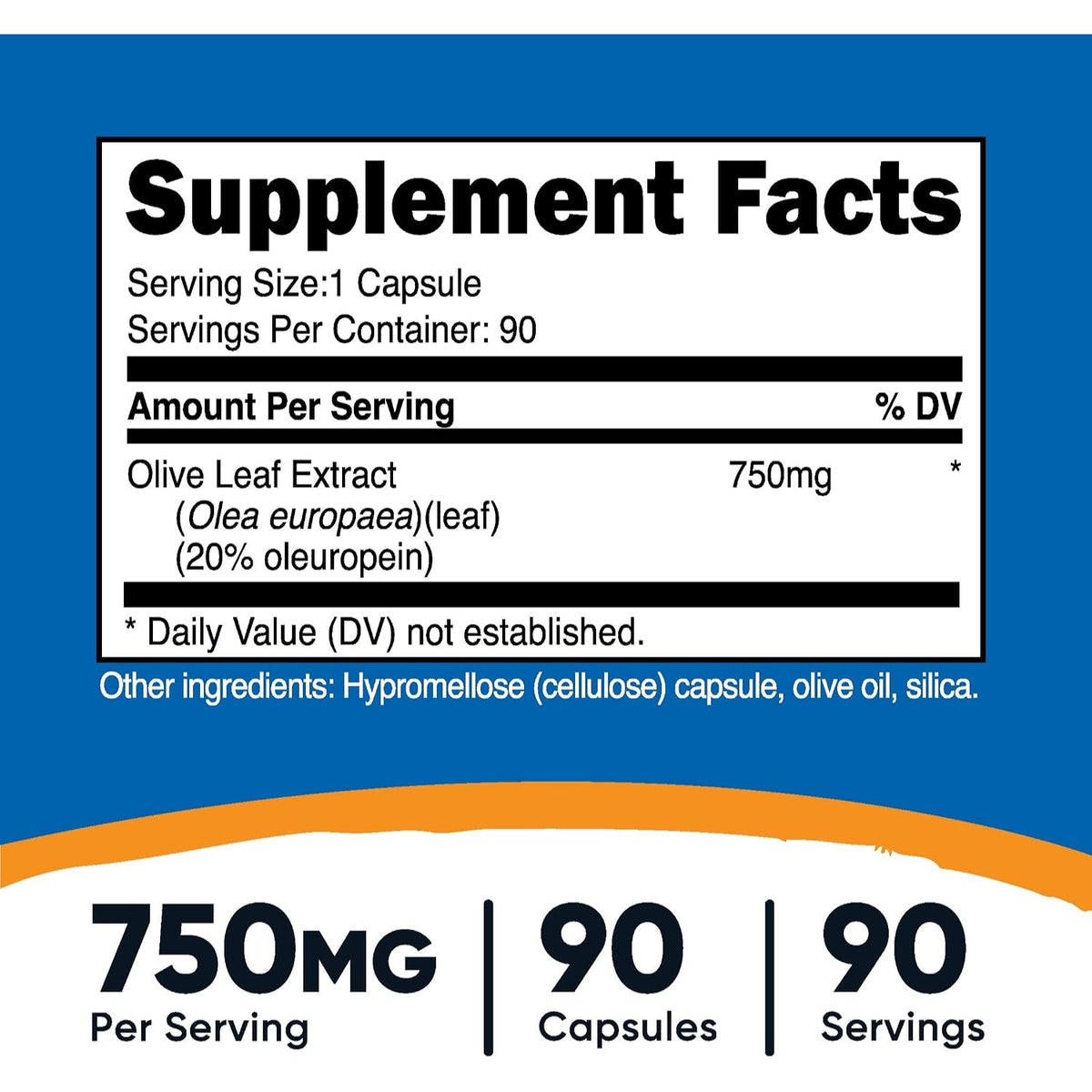 Nutricost Extracto de Hoja de Olivo 750 mg 90 Cápsulas Vegetales