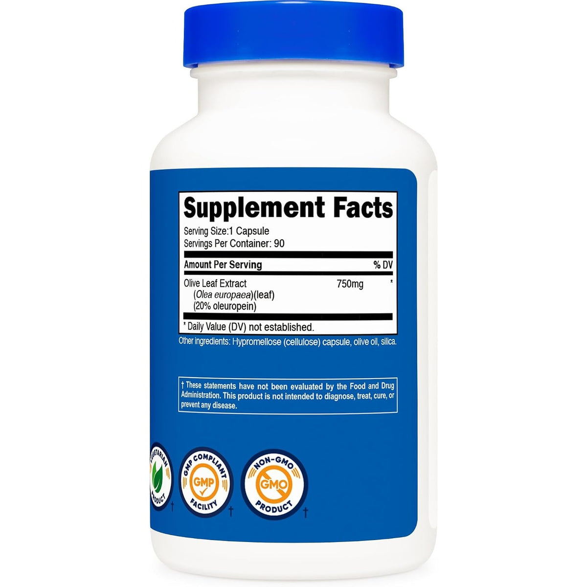 Nutricost Extracto de Hoja de Olivo 750 mg 90 Cápsulas Vegetales