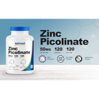 Nutricost Picolinato de Zinc 50 mg 120 Cápsulas Vegetales