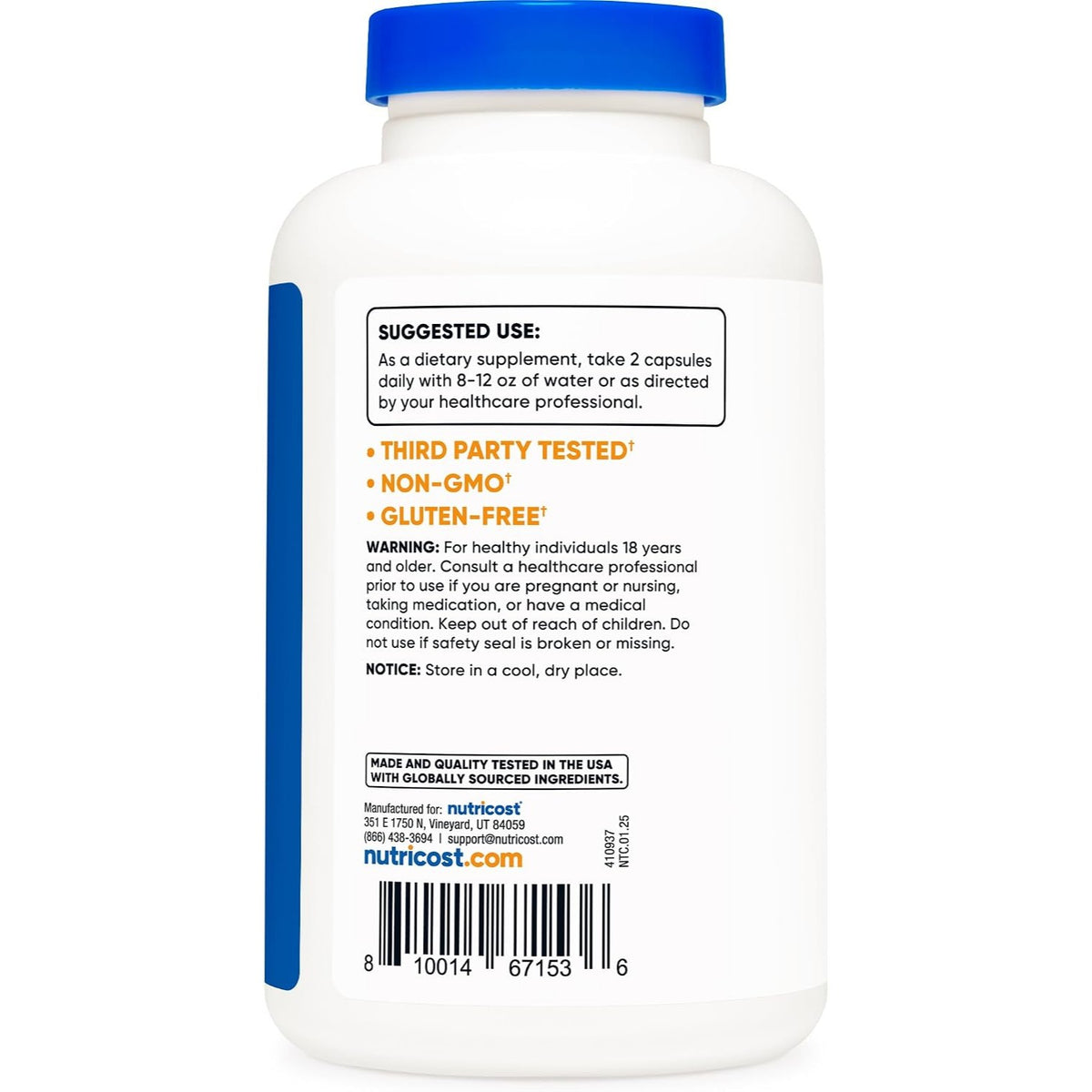 Nutricost Vitamina C 1000 mg con Zinc 240 Cápsulas Vegetales