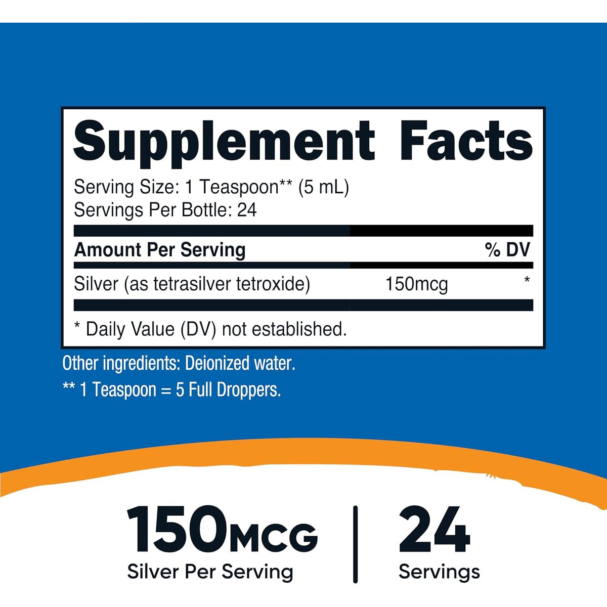 Nutricost Plata Coloidal 150 mcg 118 ml (4 oz) Gotas
