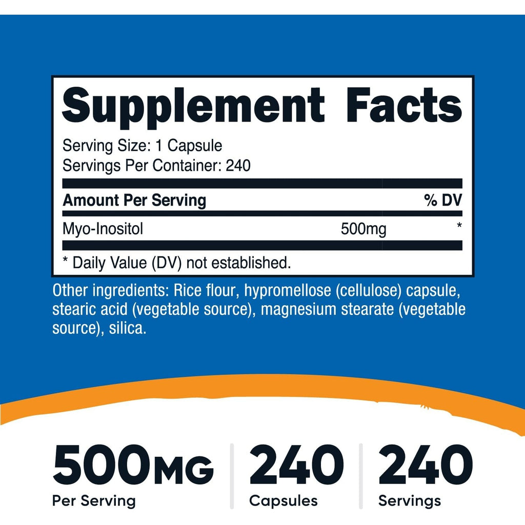 Nutricost Inositol Mio-inositol 500 mg 240 Cápsulas