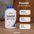 Nutricost Inositol Mio-inositol 500 mg 240 Cápsulas