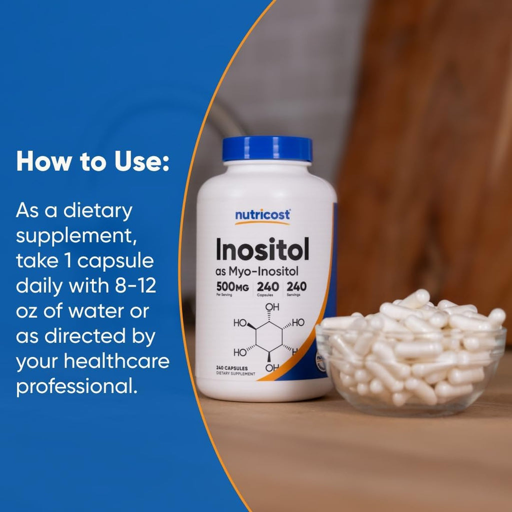 Nutricost Inositol Mio-inositol 500 mg 240 Cápsulas