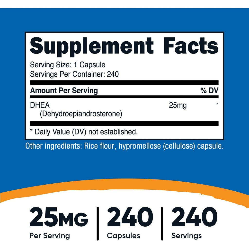 Nutricost DHEA Dehidroepiandrosterona 25 mg 240 Cápsulas
