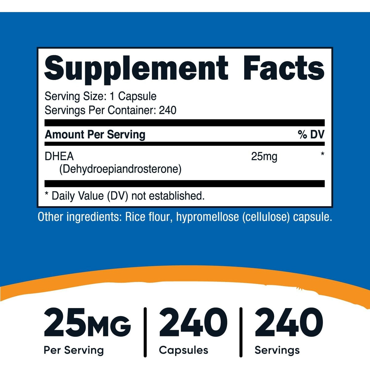 Nutricost DHEA Dehidroepiandrosterona 25 mg 240 Cápsulas